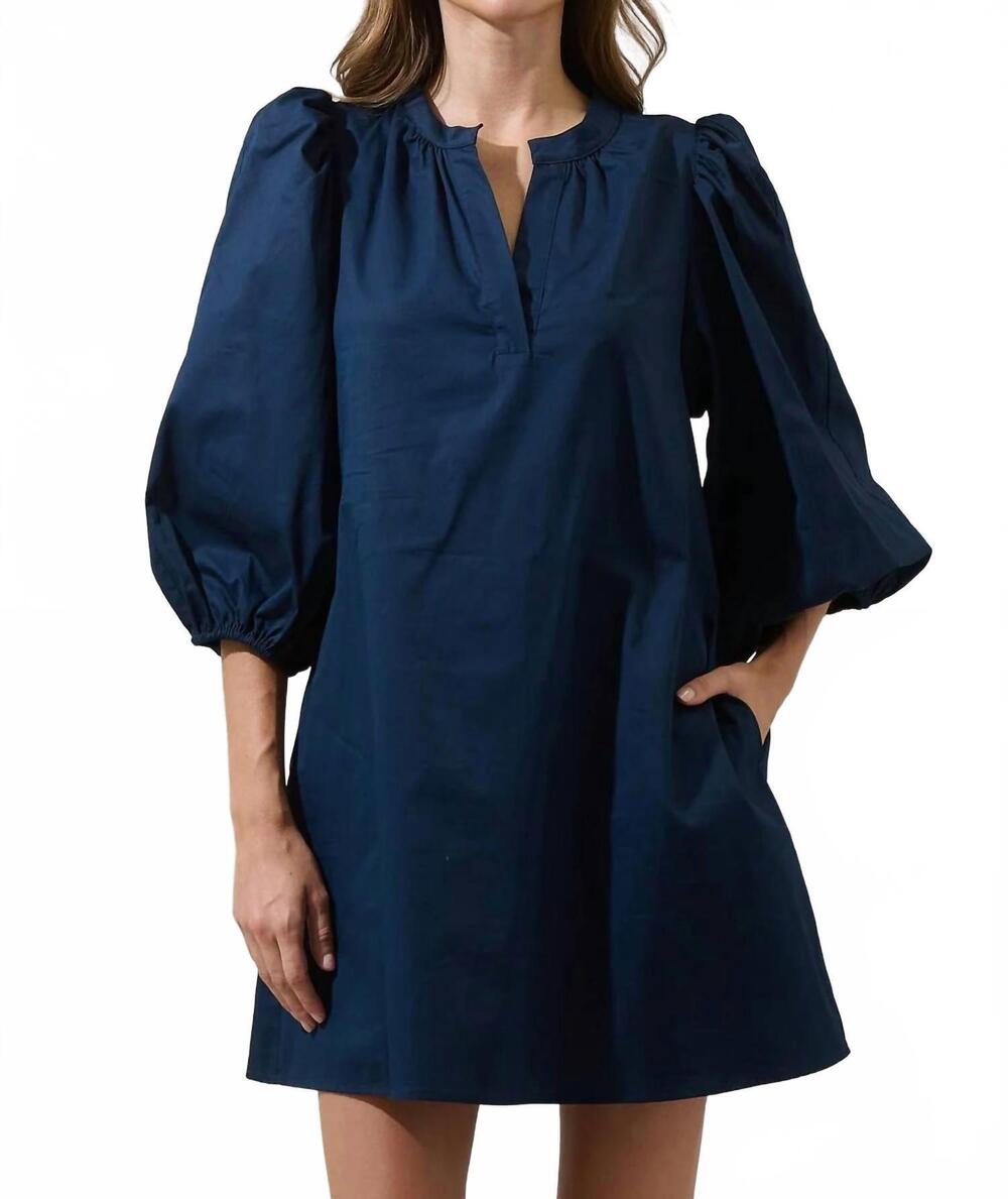 NEW SUGARLIPS victoria shift split neck mini dress in navy